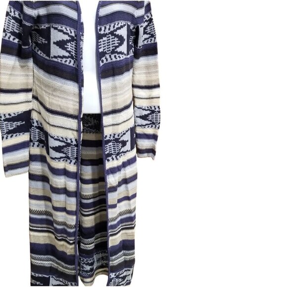 Womens M Billabong Cardigan Duster Sweater Blue Gray Long Open Front - Picture 2 of 8